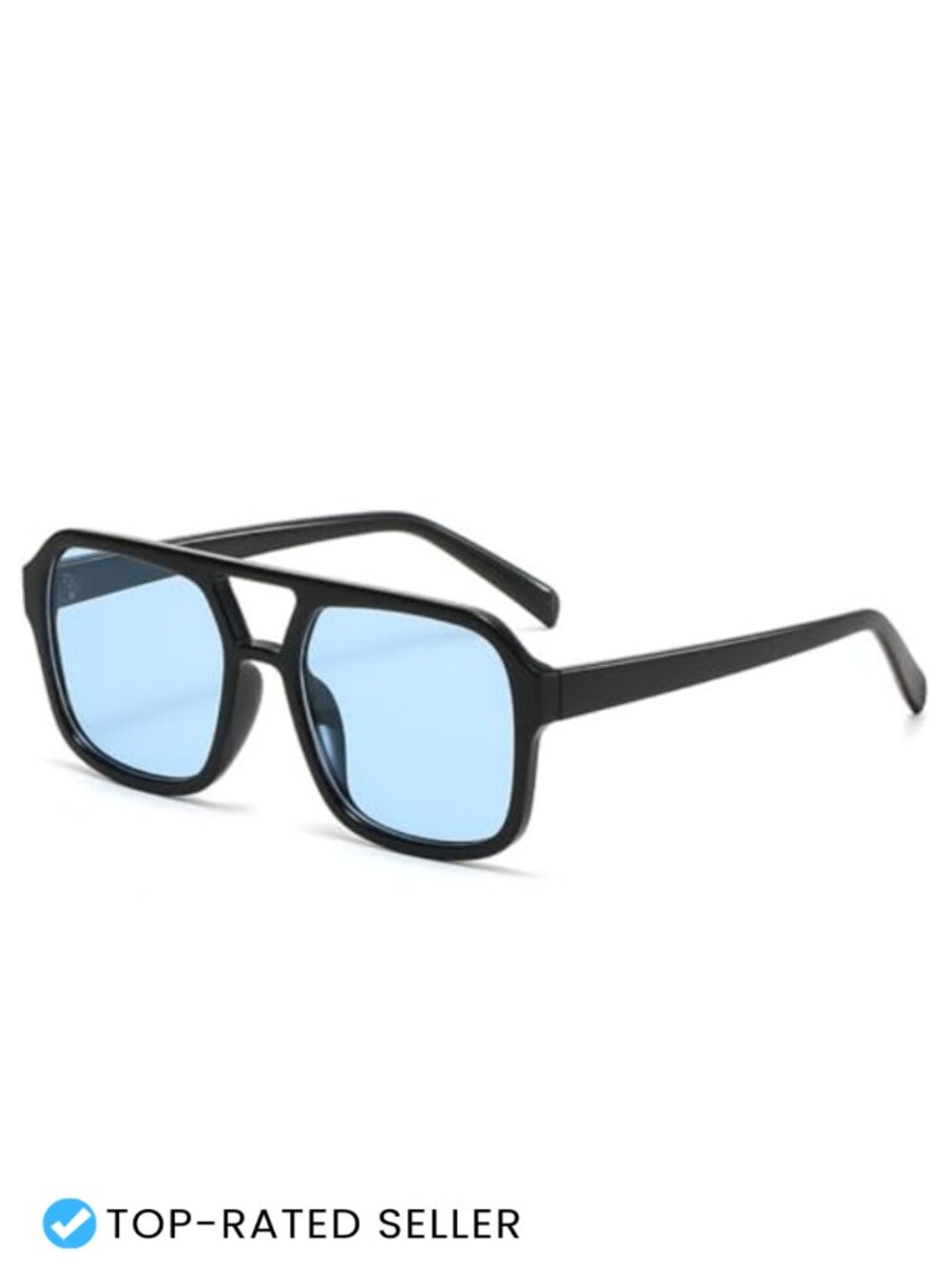 Vintage Square Aviator Sunglasses Double Bridge UV400 Protection Retro Shades